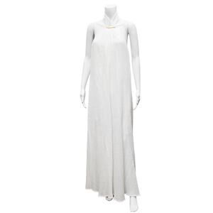 Rangel Halter Cotton Gauze Midi Dress Size Medium White Sleeveless Backless